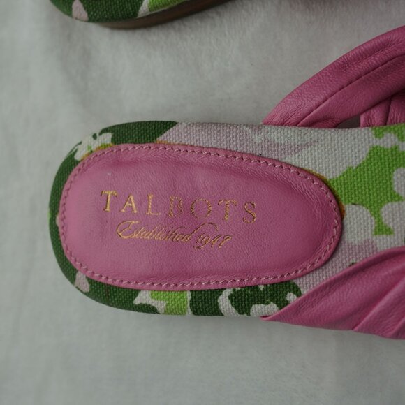 Talbots Pink Floral Canvas‎ Sandals with Leather Straps Womens Size 7M - Picture 3 of 5